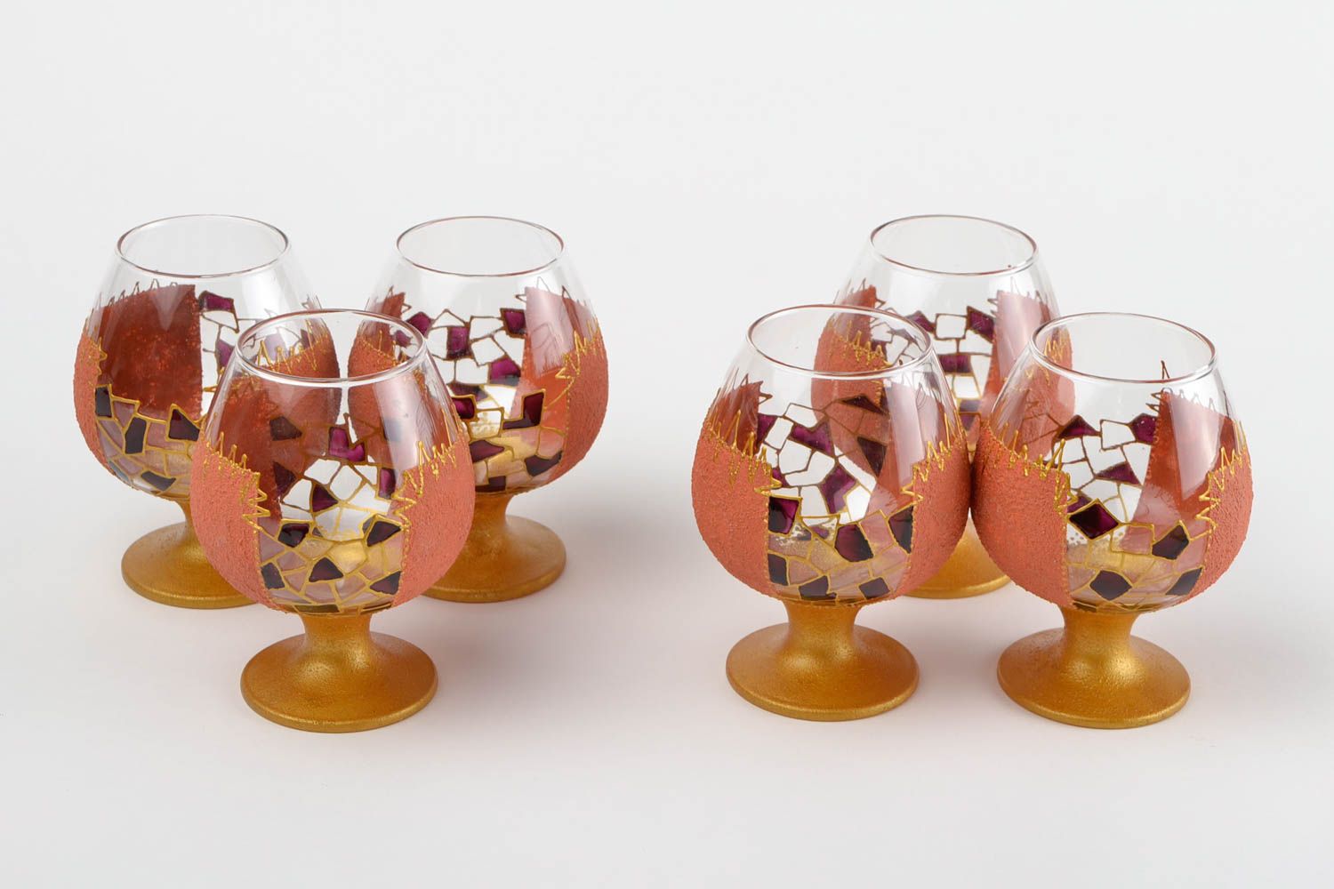 Coupes verre fait main Verres à vin Service vaisselle ensemble peint original photo 3