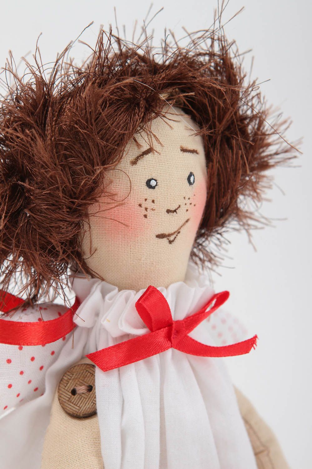 Stoff Puppe handgefertigt Wohnzimmer Deko Engel Puppe mit Herzen schön  foto 3