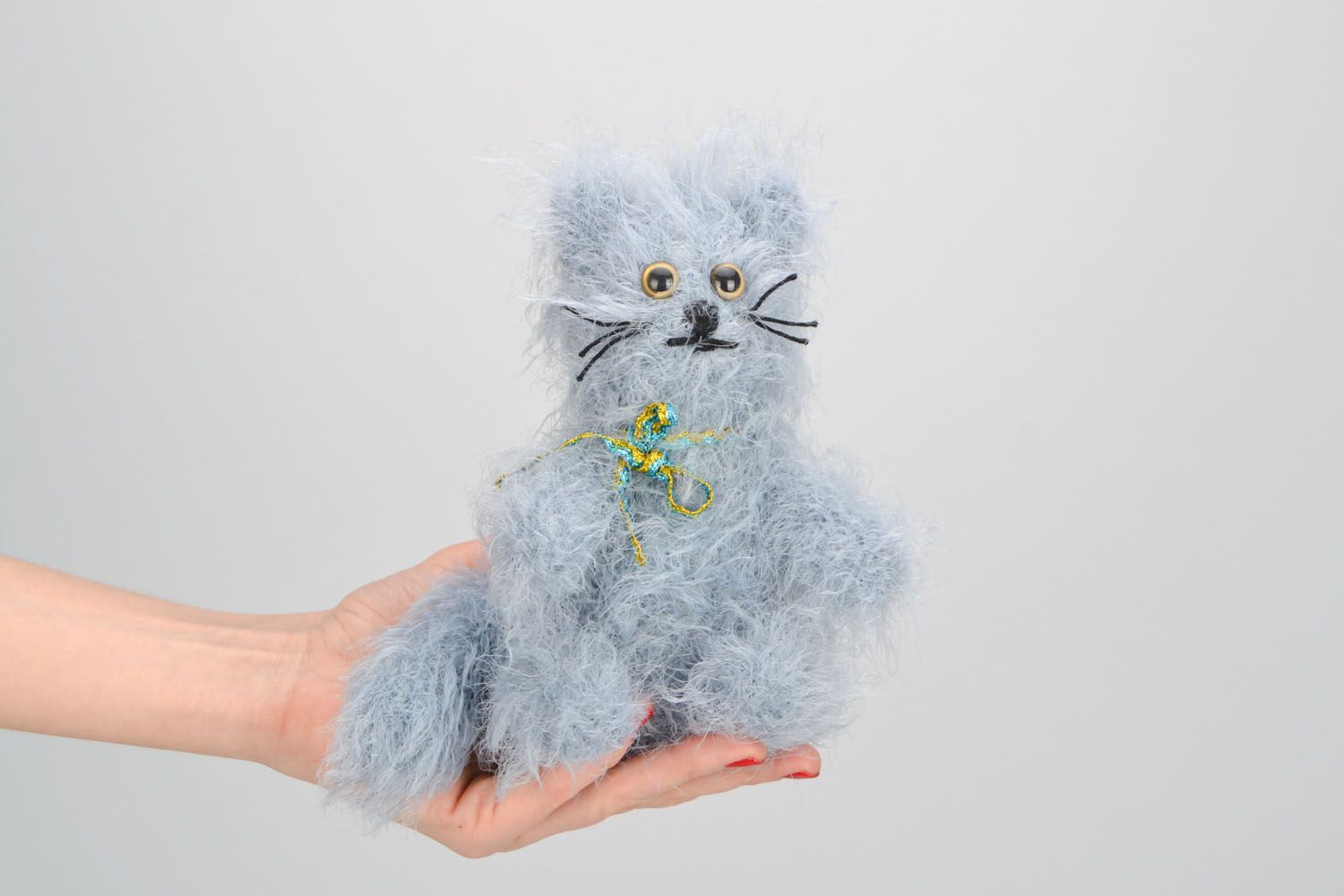 Giocattolo a maglia fatto a mano pupazzo morbido da bambini a uncinetto gatto
 foto 1