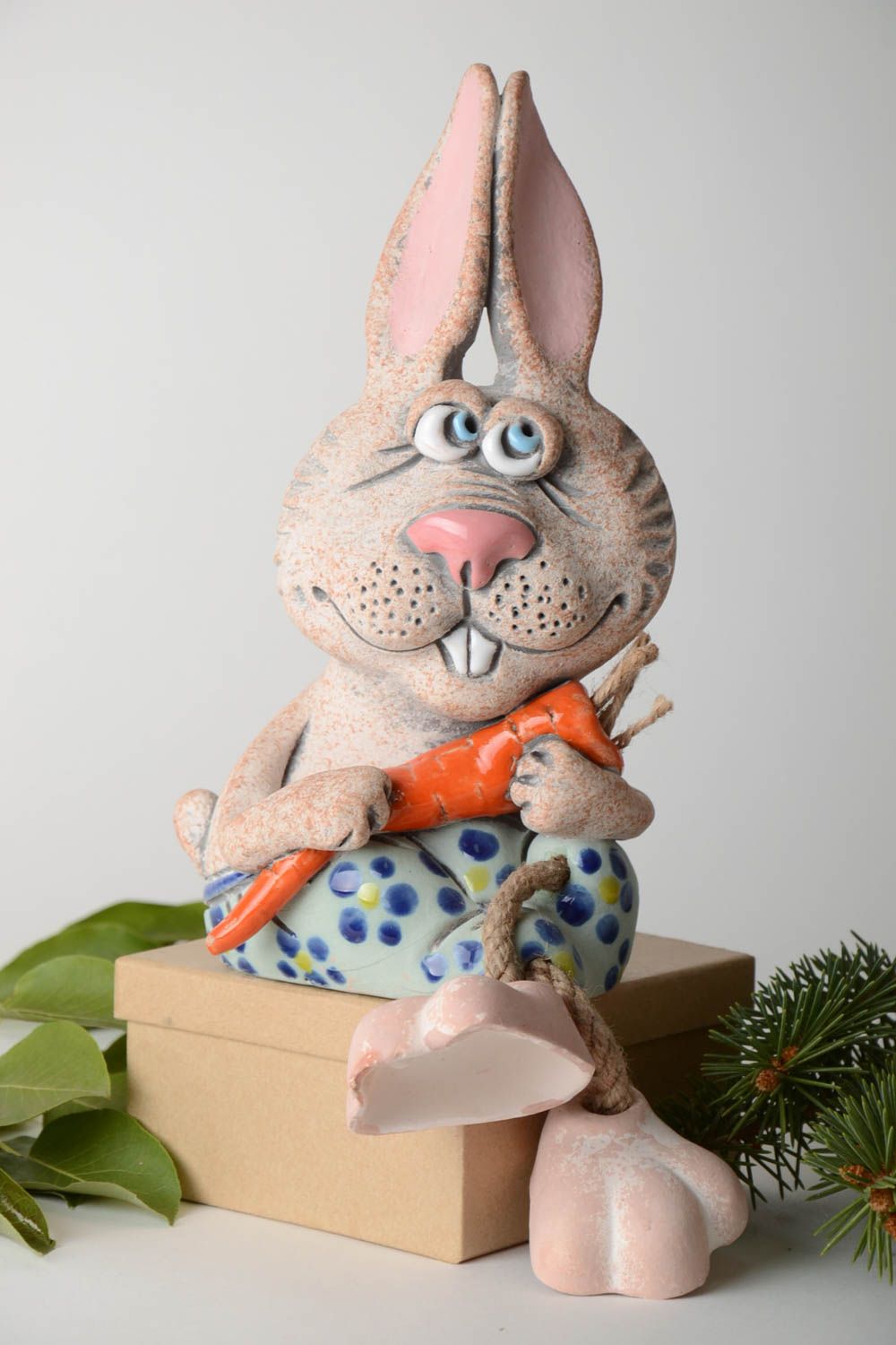 Tirelire céramique faite main Figurine animal Lapin Cadeau original pour enfant photo 1