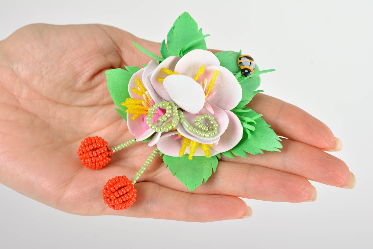 Flower scrunchy handmade hair accessories foamiran flowers set of scrunchies photo 4