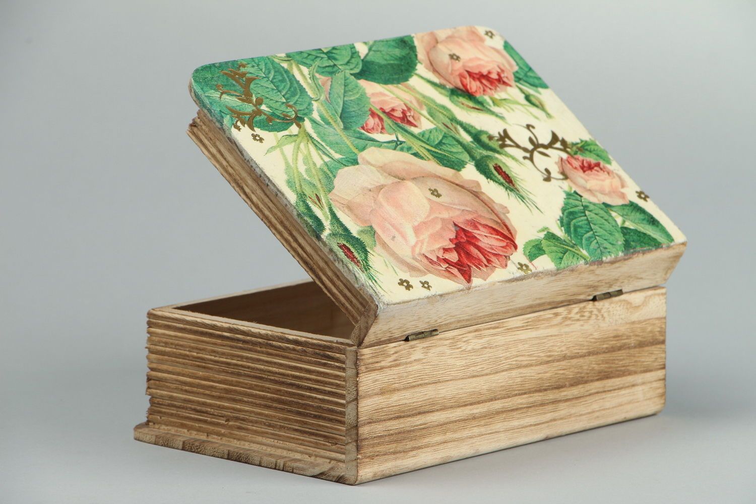Handgemachte Holzschatulle für Accessoire Rosen  foto 3