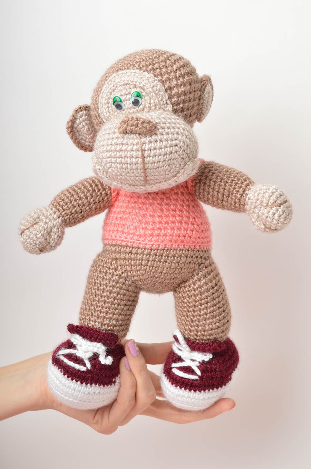 Jouet singe Peluche faite main tricotée fils acryliques Cadeau pour enfant photo 2