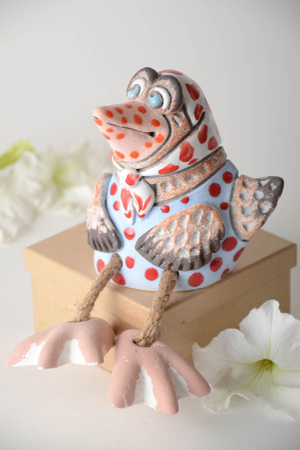 Tirelire oiseau faite main Figurine animal en céramique Idée cadeau enfant photo 1