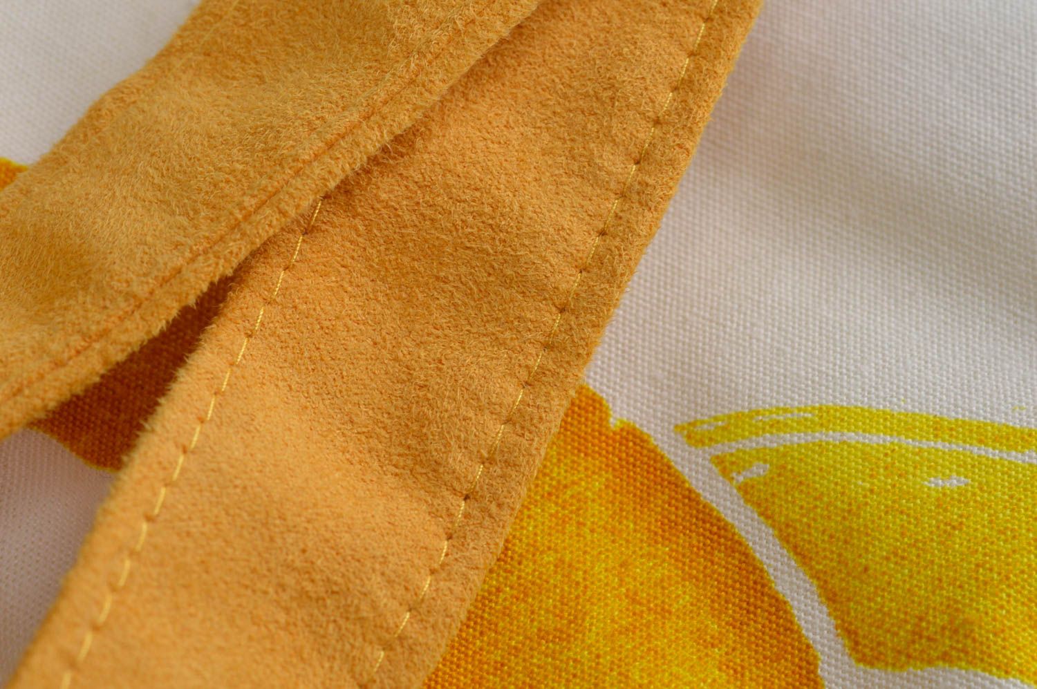 Handmade fabric handbag bright cloth purse gift ideas for women white and yellow photo 4