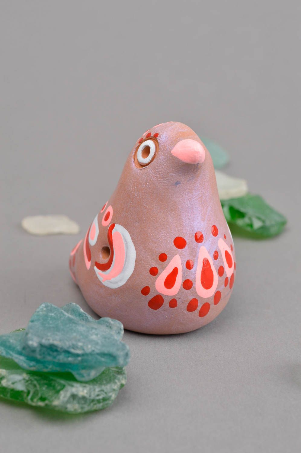Handmade ceramic penny whistle stylish interior decor natural toy for kids photo 1