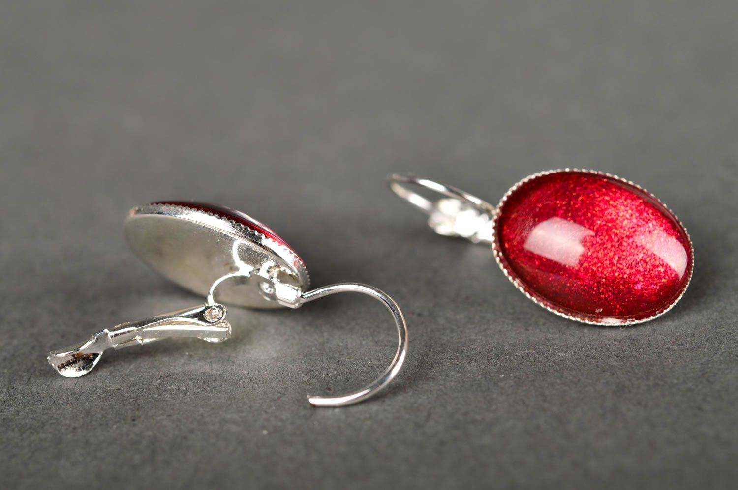 Cabochon Ohrringe in Rot schöner Mode Schmuck originelles Geschenk für Frauen foto 4