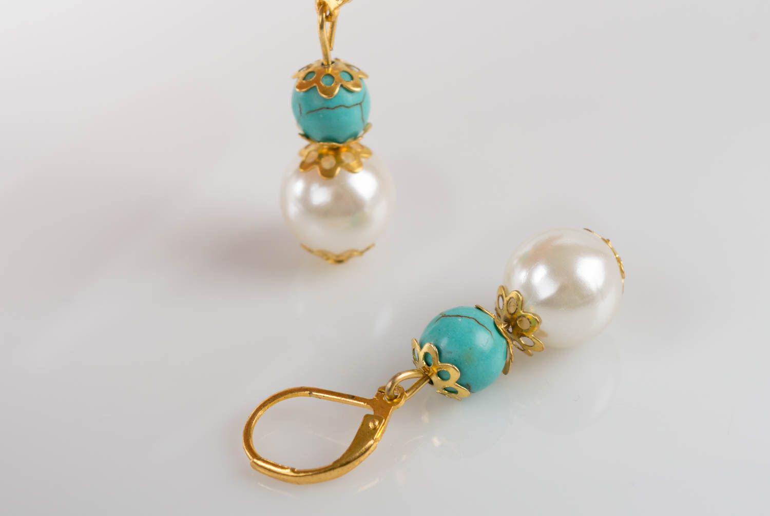 Handmade Ohrringe Gehänge Perlen Ohrhänger Modeschmuck Damen Geschenk für Frauen foto 5