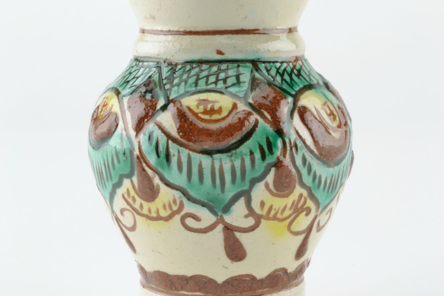 Vaso artesanal de cerâmica decorativo para flores secas com pintura gutsul foto 2