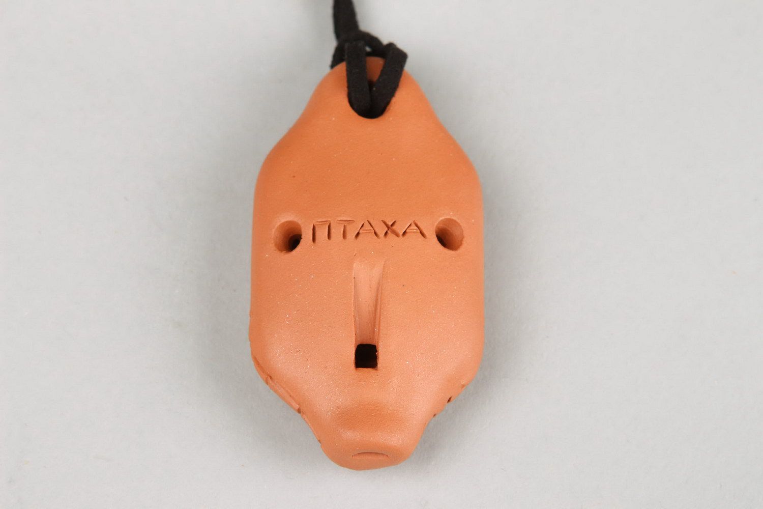 Ceramic tin whistle pendant, 3 sounds, spider line photo 2