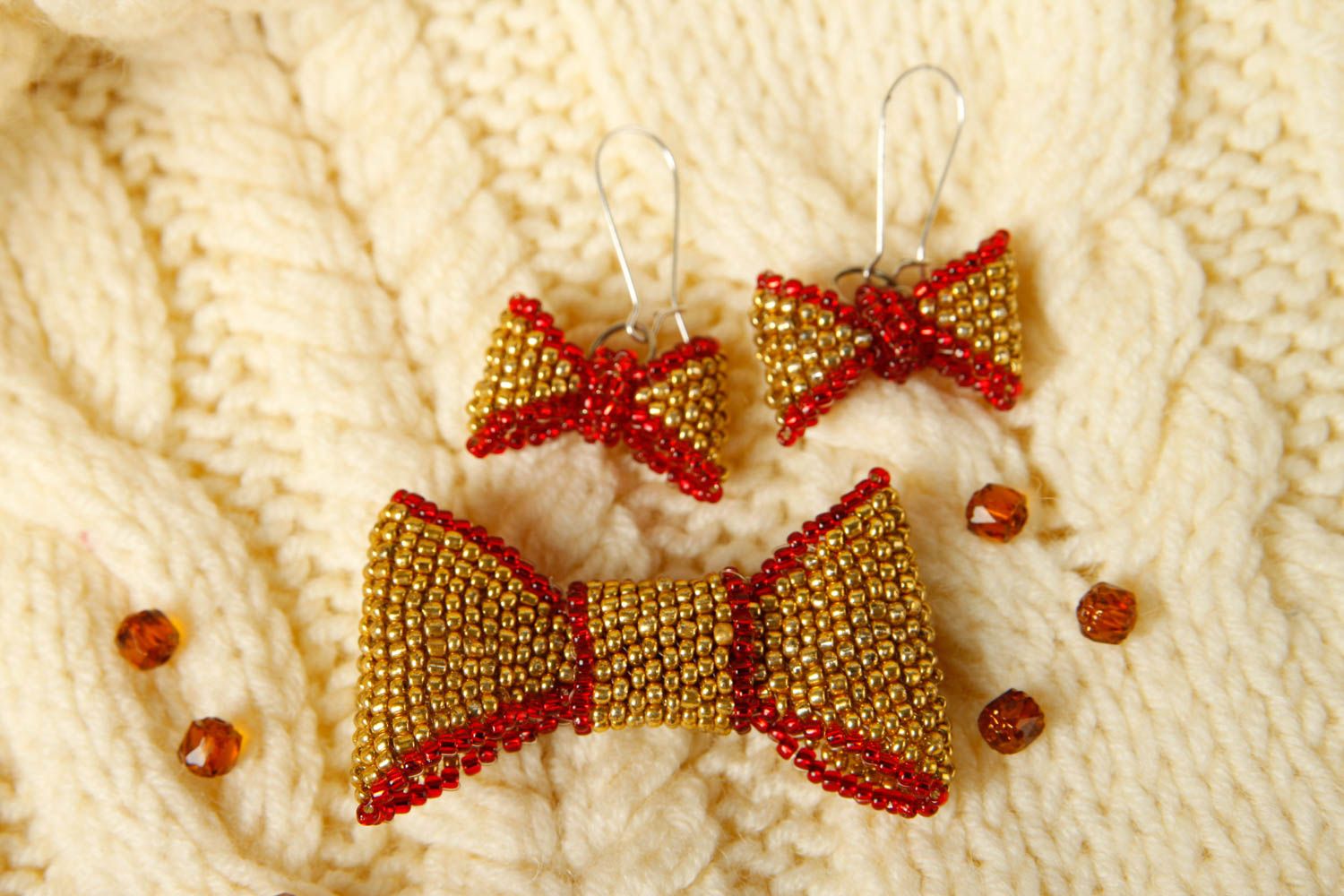 Damen Schmuck Set handmade Schmuck Modeschmuck Ohrhänger und Brosche für Kleid foto 1