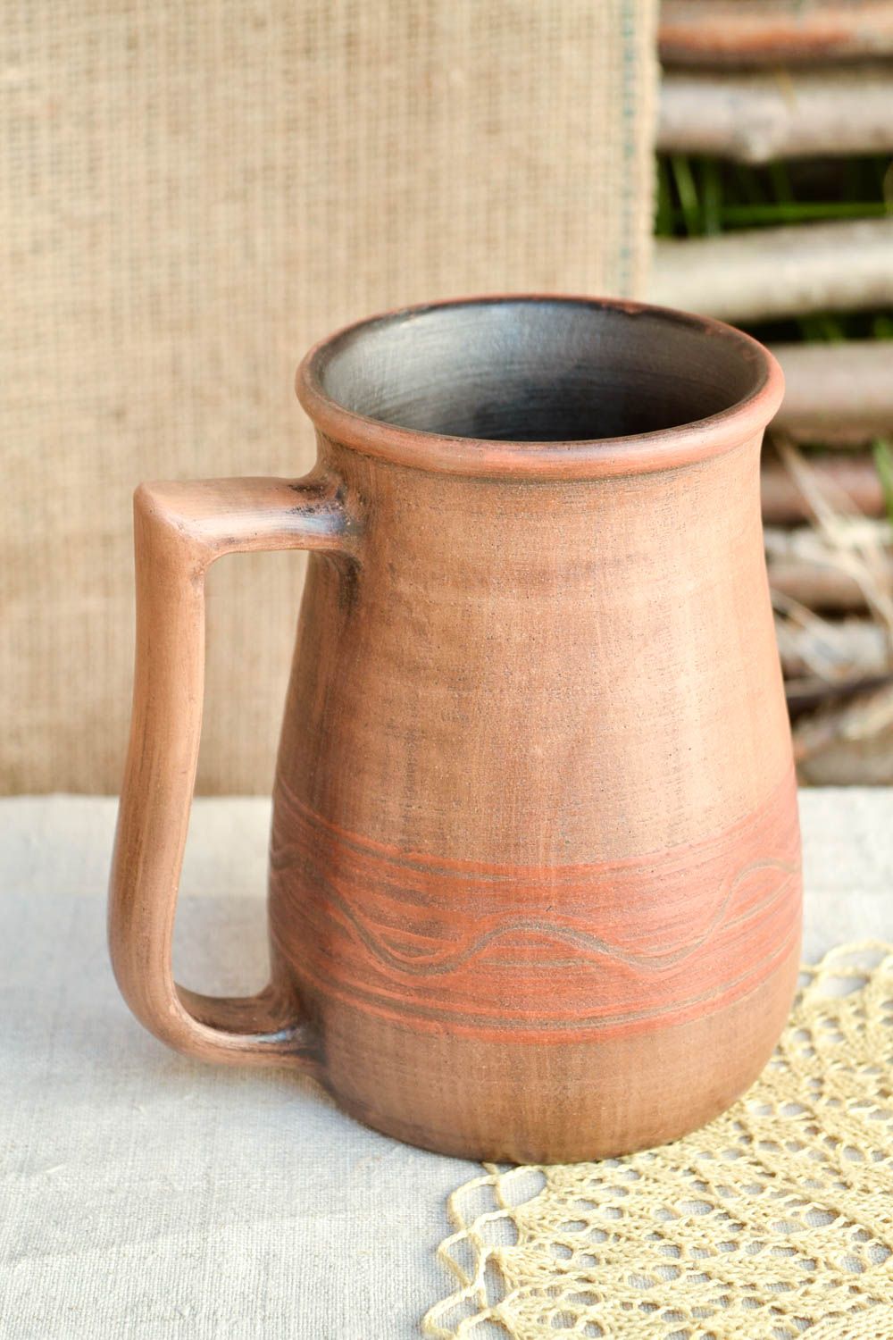 Handgemachtes Geschirr Tasse Keramik Geschenk für Frau Tasse aus Ton mit Muster foto 1