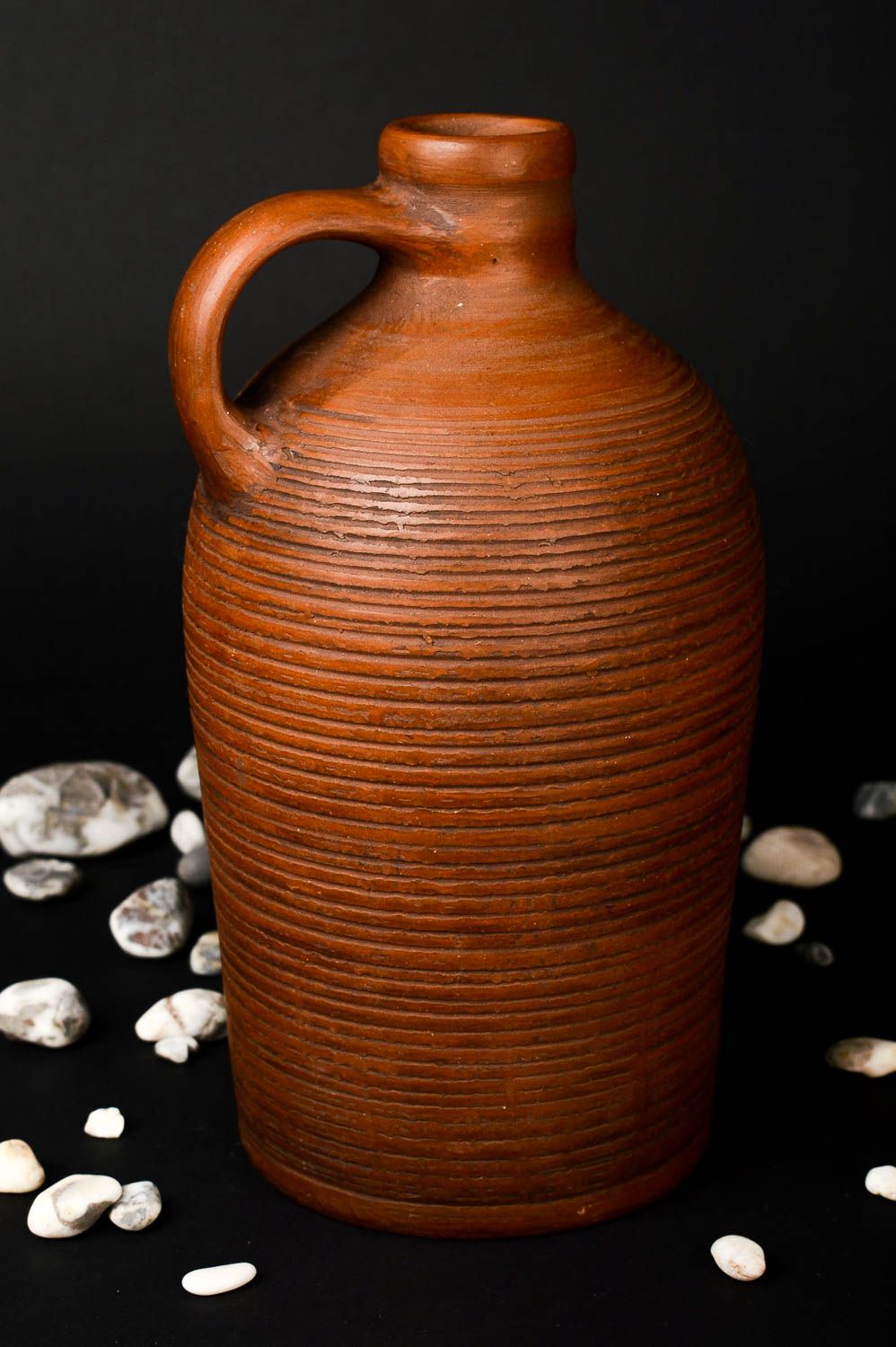 Глиняная бутылка посуда ручной работы стильная керамическая бутылка красивая фото 1