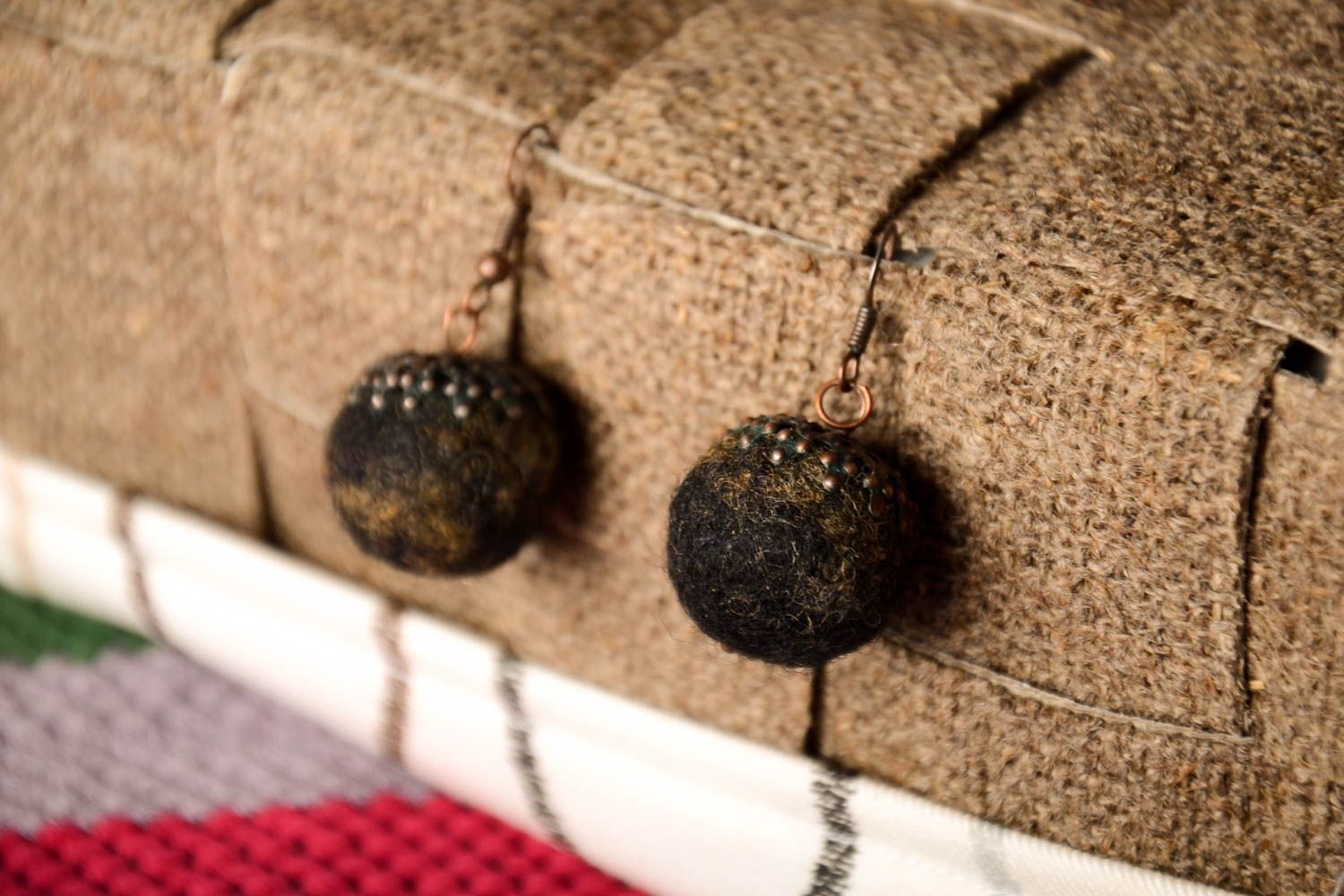 Unusual handmade felted wool earrings ball earrings cool jewelry designs photo 1