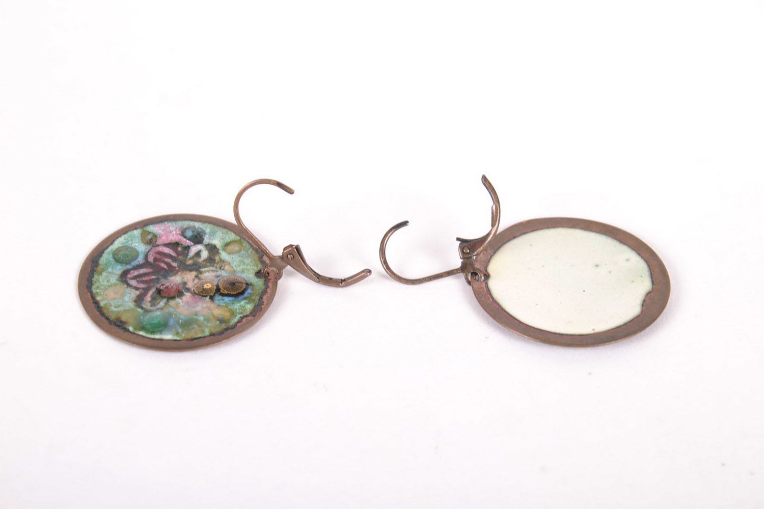 Round copper earrings Apple Tree Blossom photo 3