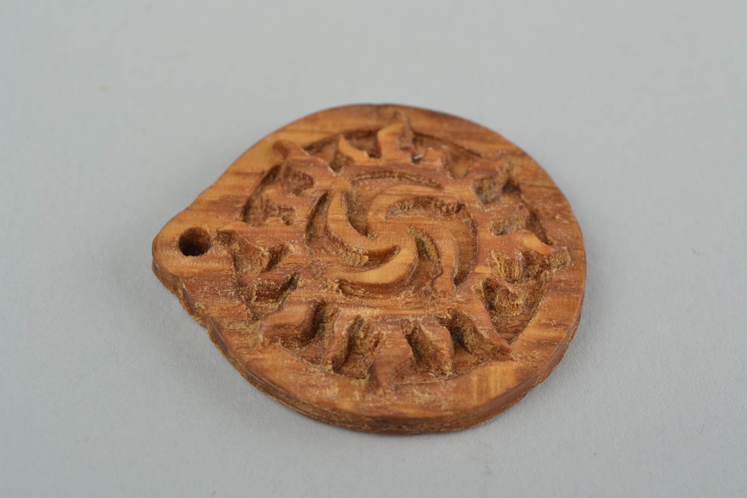 Slavic handmade amulet Rod in the Sun made of oak wood talisman pendant photo 4
