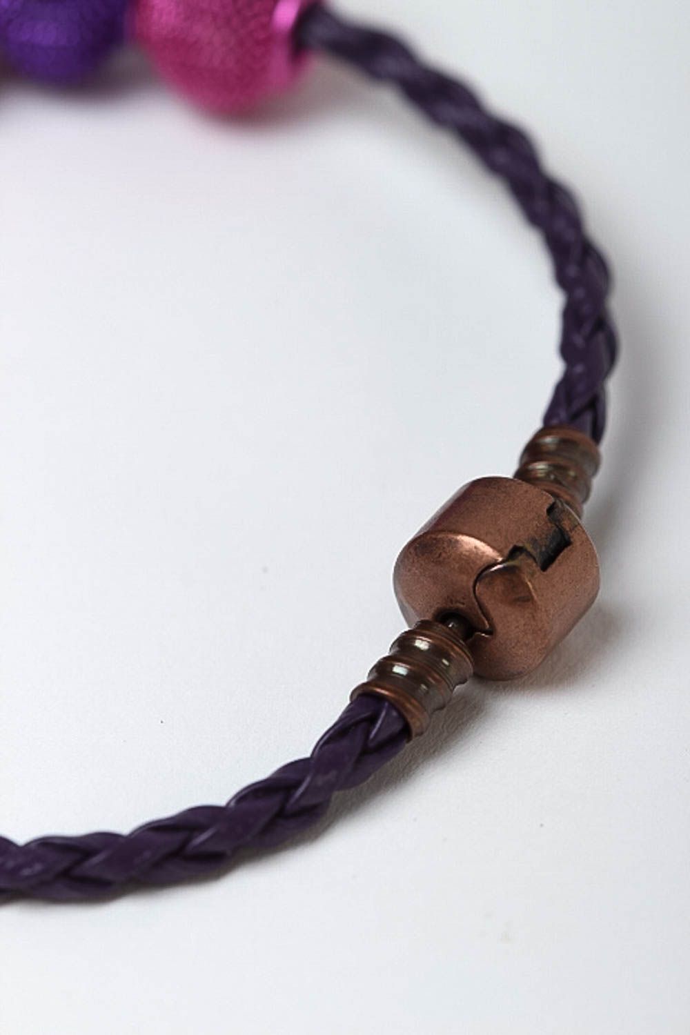Женский браслет ручной работы браслет из шнура модная бижутерия фиолетовая фото 4