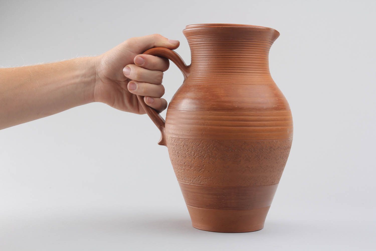 100 oz large clay terracotta pitcher with handle and lid 3,3 lb photo 2