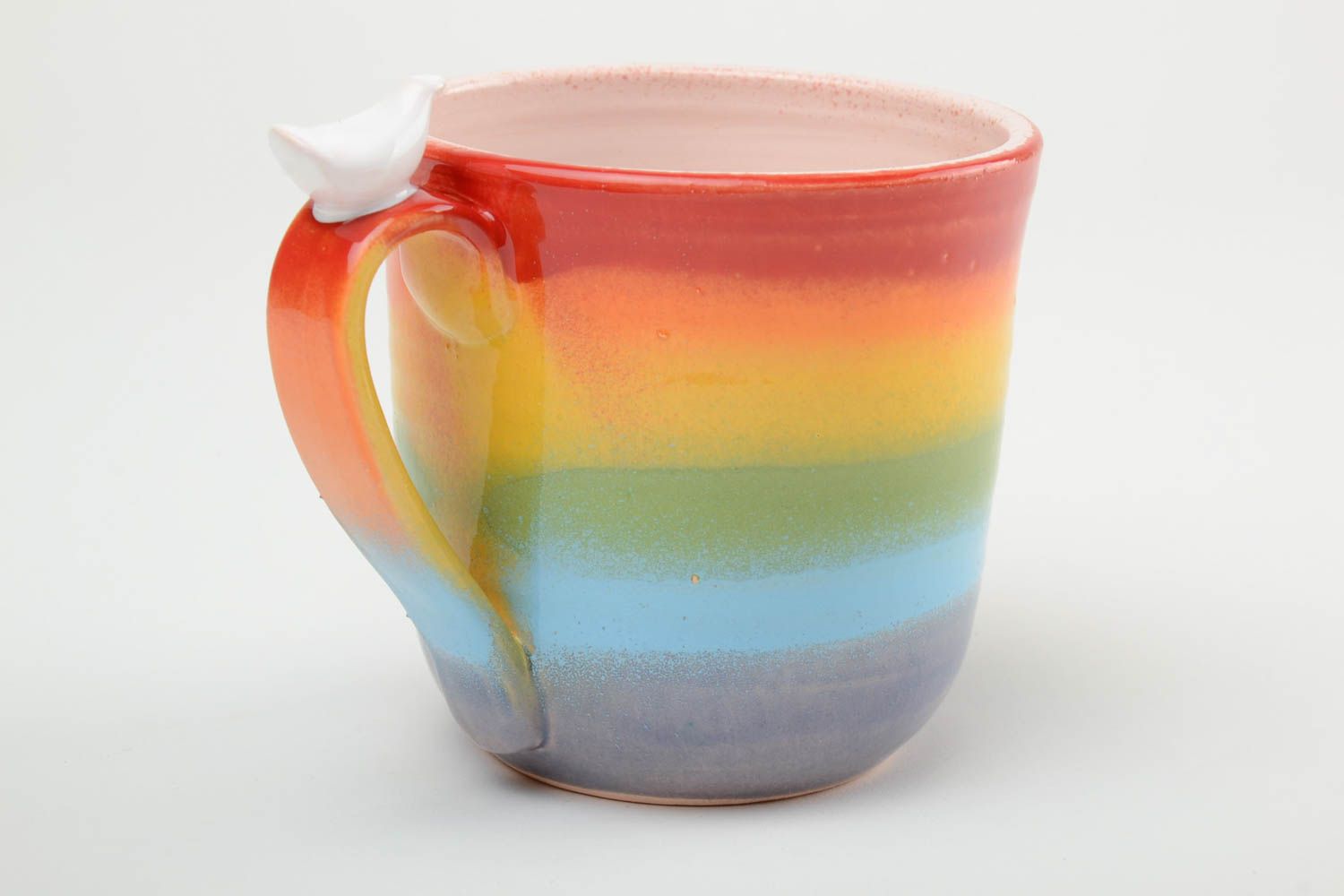 XL 13 oz porcelain bright rainbow colors drinking cup with handle photo 4