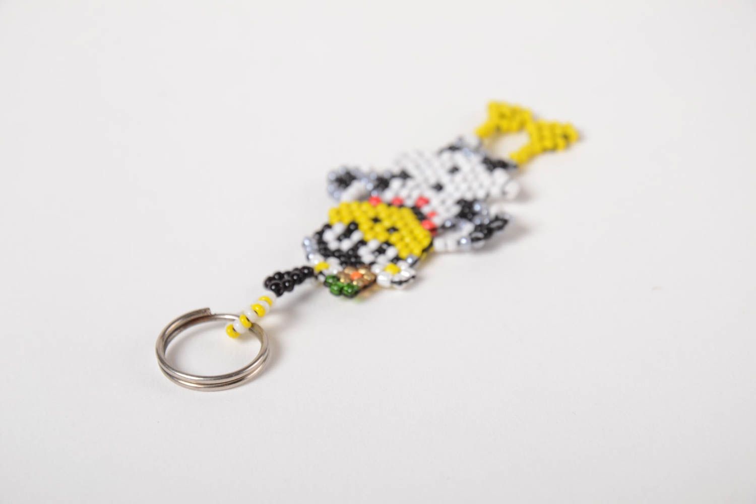 Handmade unusual keychain beaded designer souvenir stylish accessory for keys photo 4