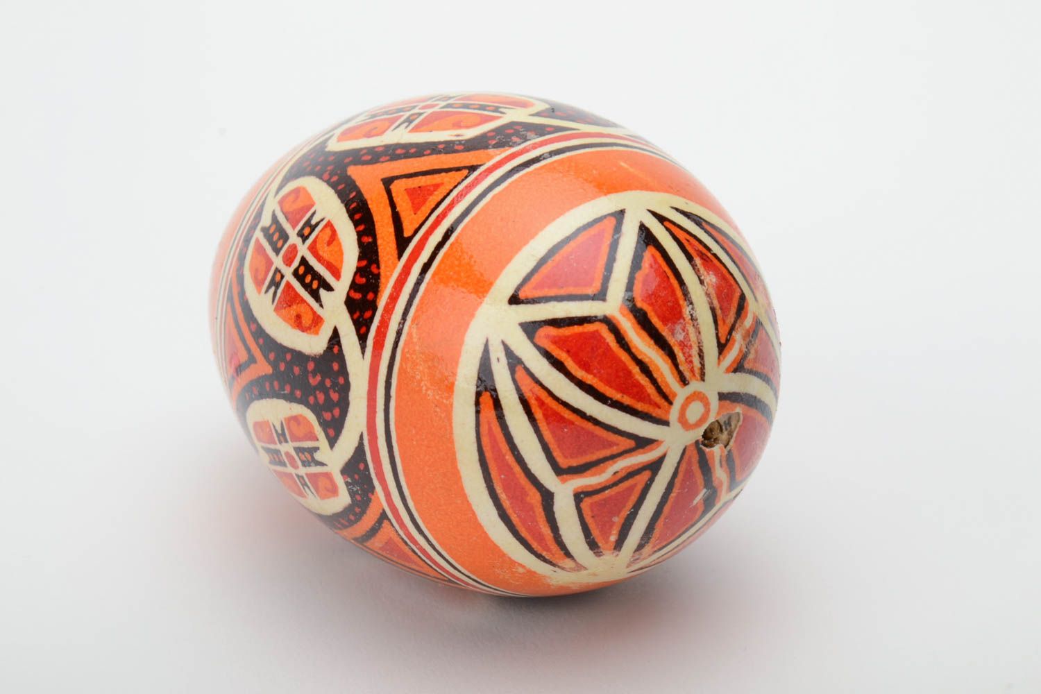 Handmade decorative Easter goose egg painted with hot wax and aniline dyes photo 4