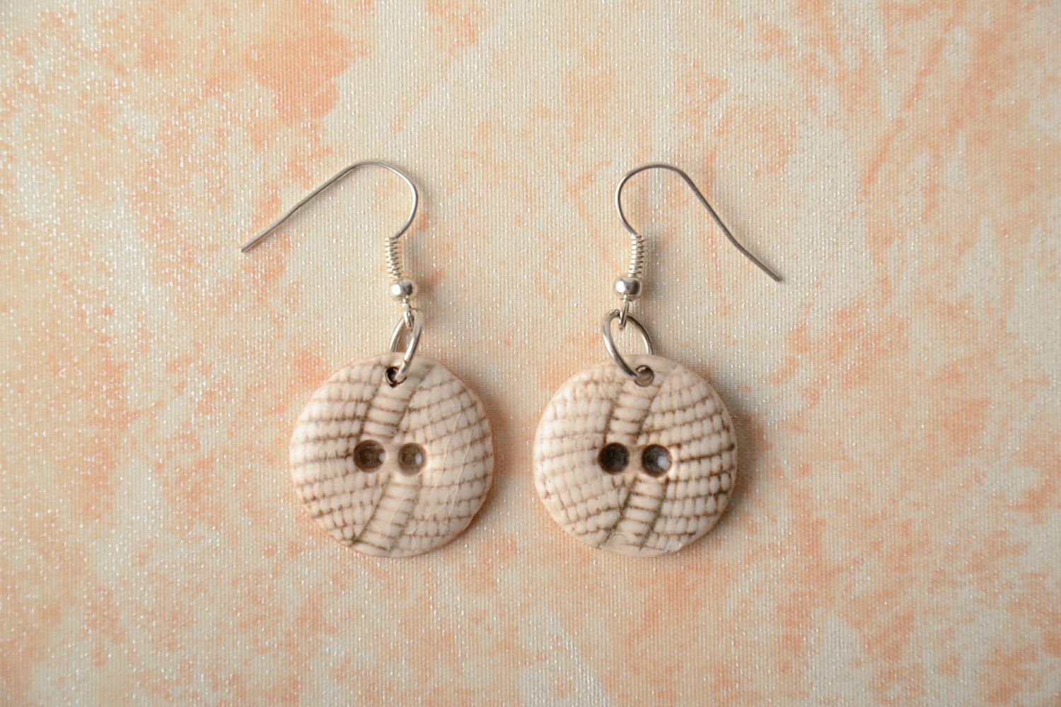 Ceramic earrings in the shape of buttons photo 1