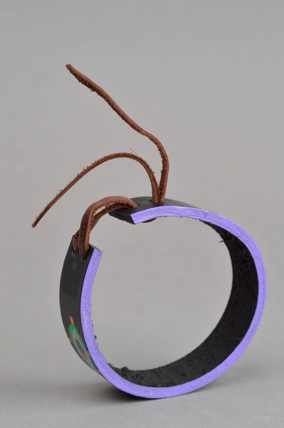 Bracelet cuir naturel Bijou fait main peint multicolore Accessoire femme photo 3