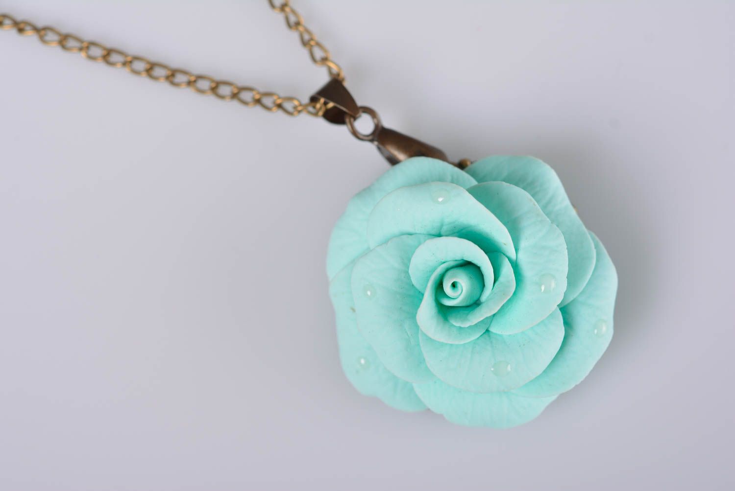 Set of handmade polymer clay floral jewelry 3 items earrings necklace and ring photo 3