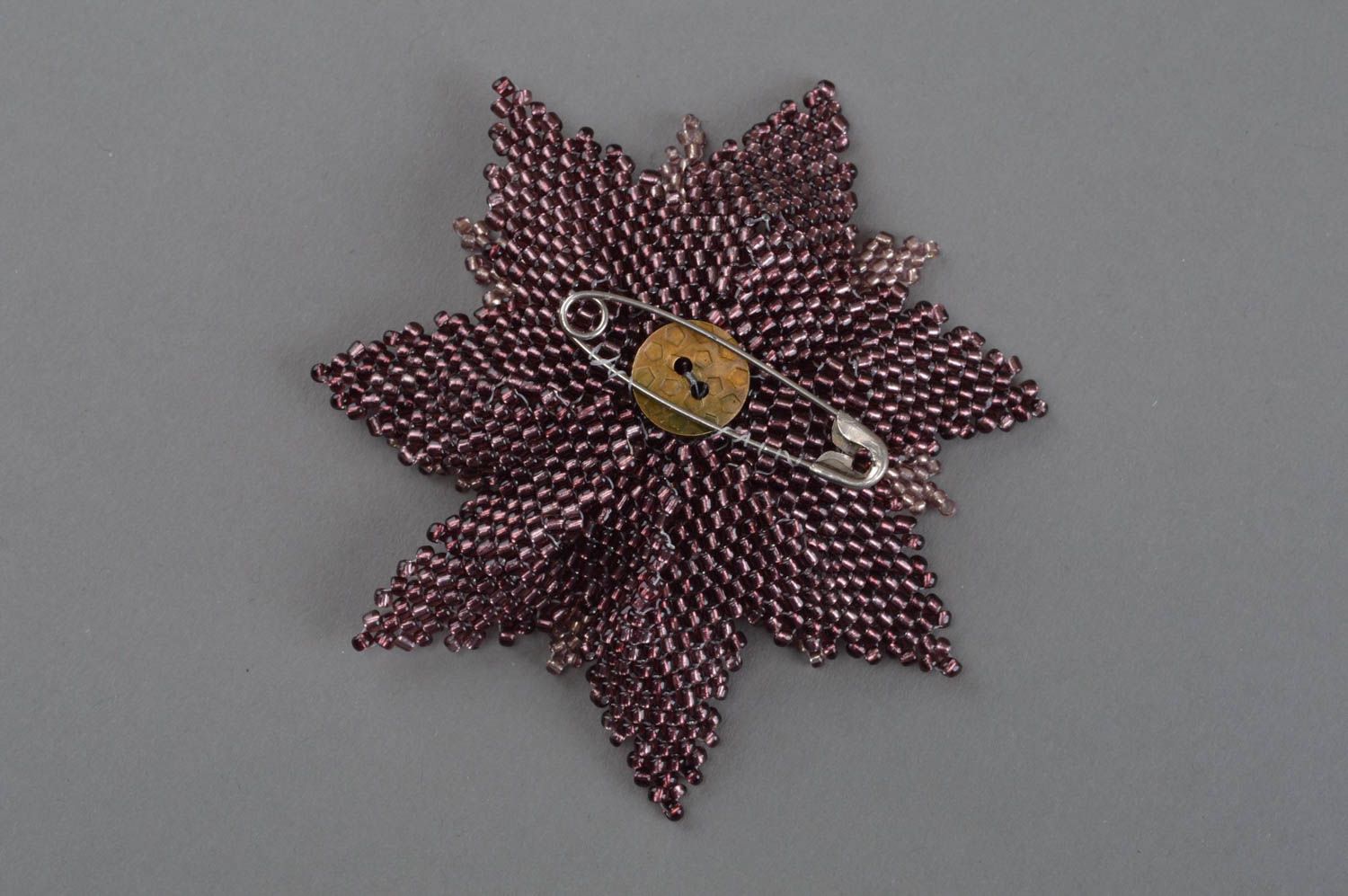 Purple handmade brooch seed bead accessory flower brooch women's accessory photo 4