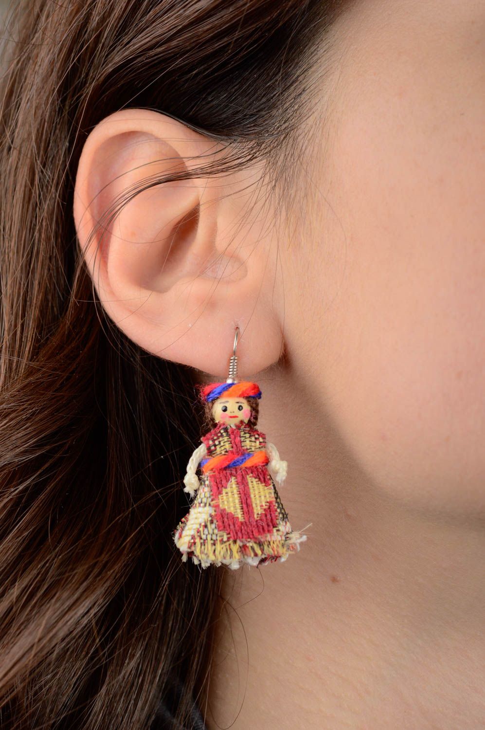 Textile handmade earrings cute dolls earrings fashion earrings unusual gift photo 2
