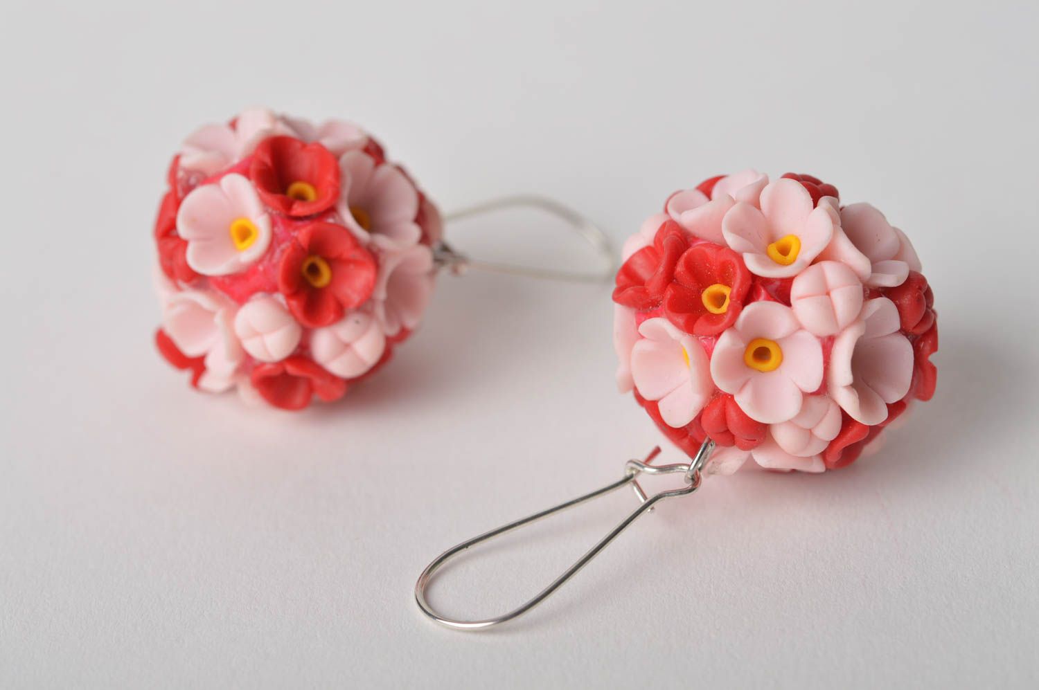 Beautiful handmade plastic flower earrings cool jewelry polymer clay ideas photo 5