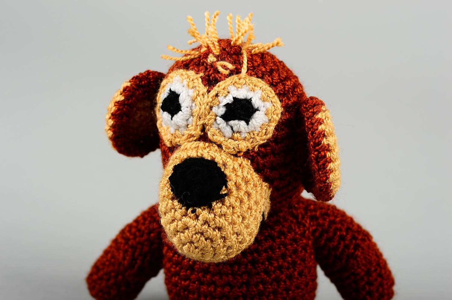 Jouet singe Peluche faite main tricot en coton au crochet Cadeau enfant photo 4