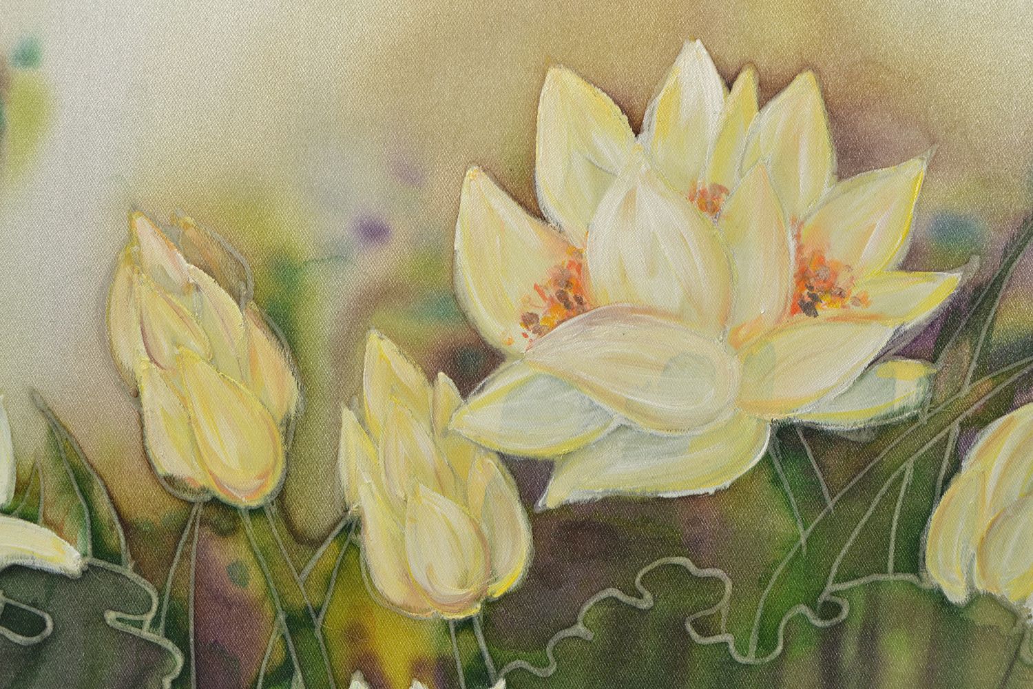 Acrylic painting on silk basis Lotuses photo 3