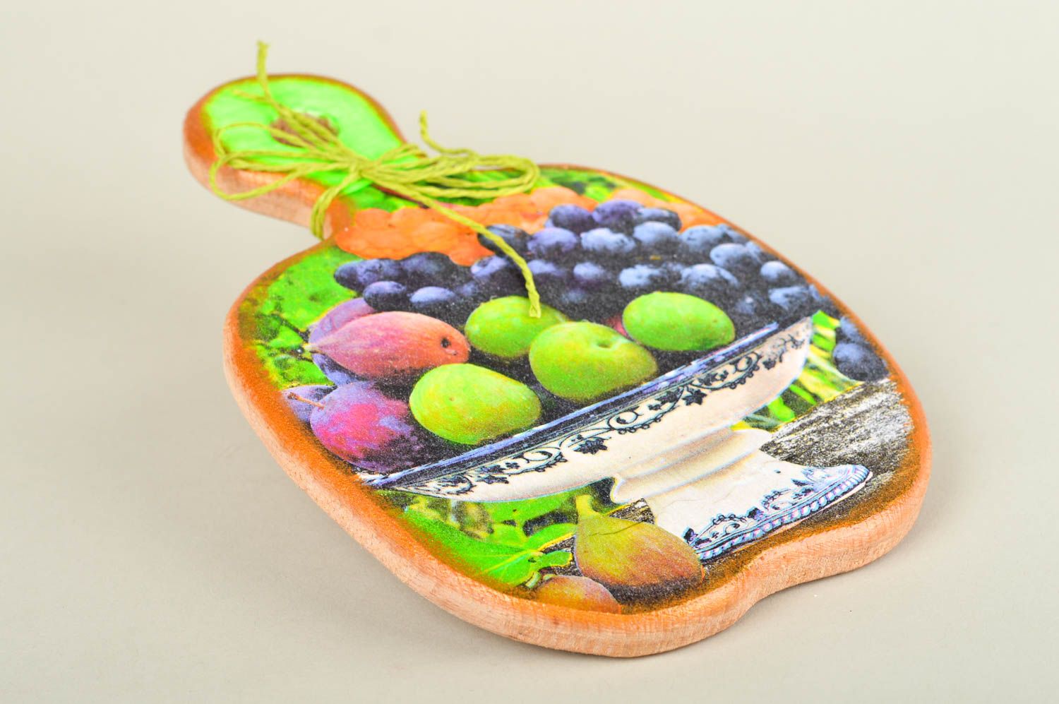 Planche à découper en bois faite main avec fruits Décoration murale cuisine photo 2