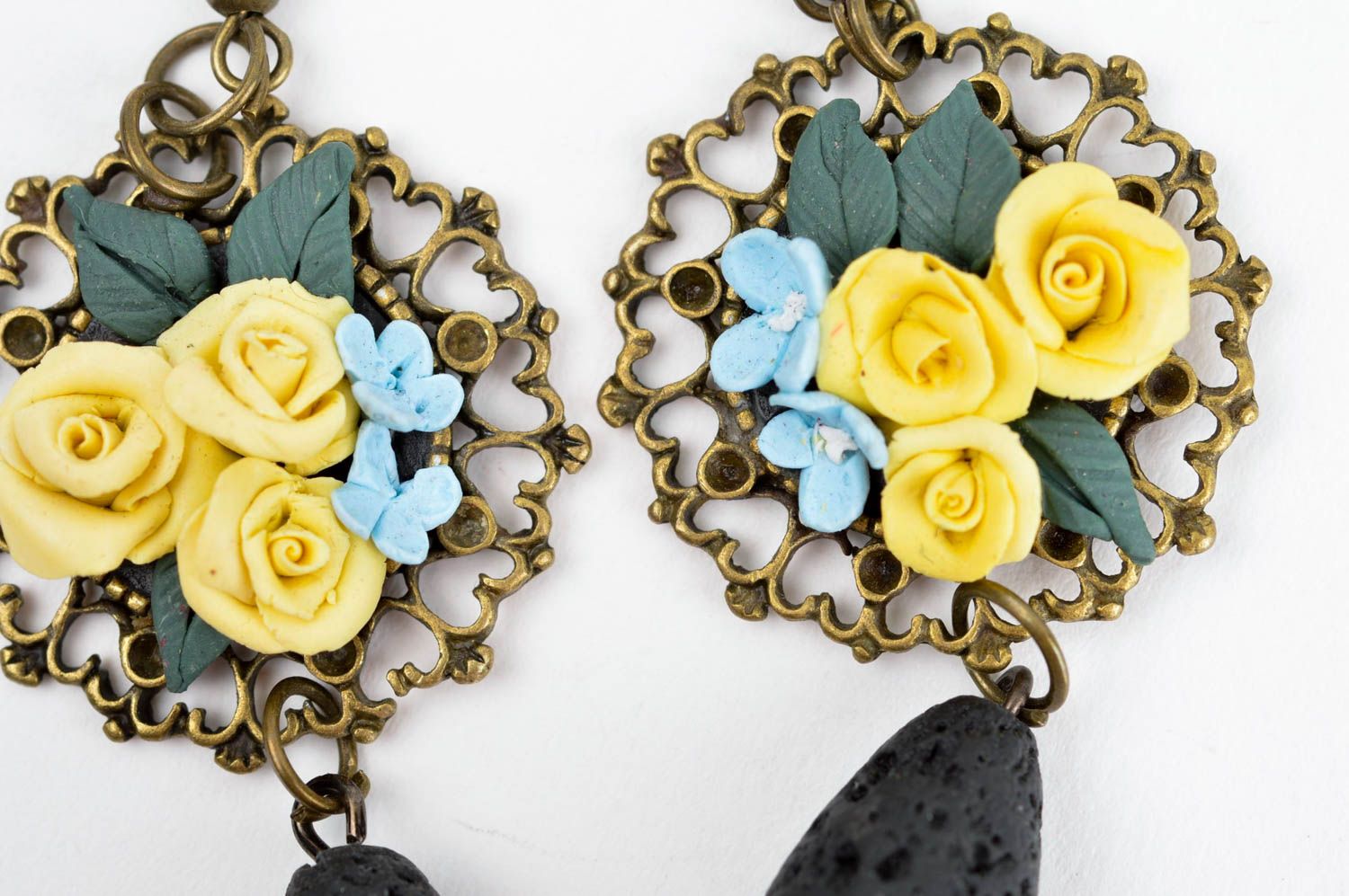 Vintage Blumen Ohrringe handmade Polymer Schmuck Accessoire für Frauen foto 5