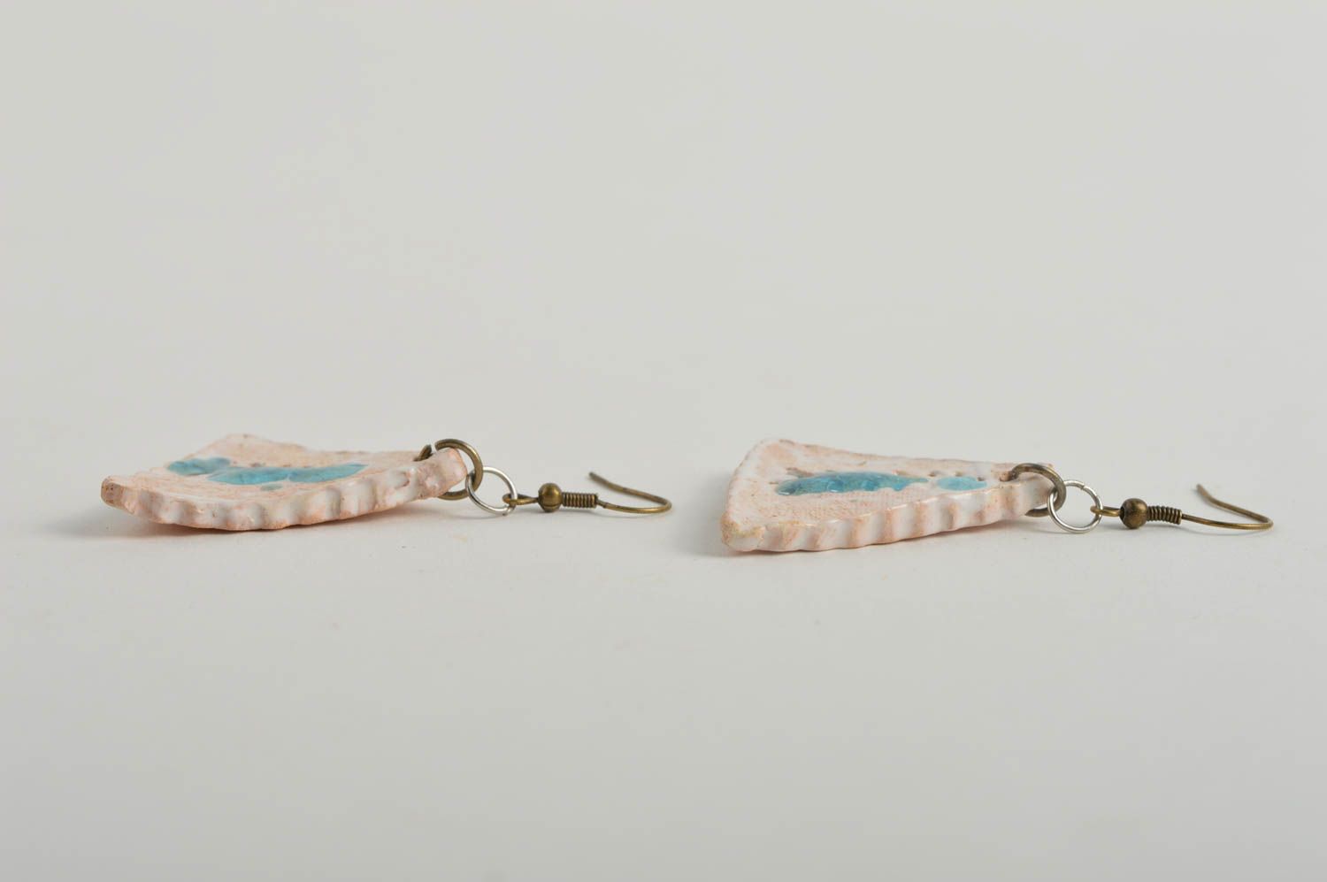 Modeschmuck Ohrringe handgeschaffen Schmuck aus Ton lange Ohrhänger schön foto 5