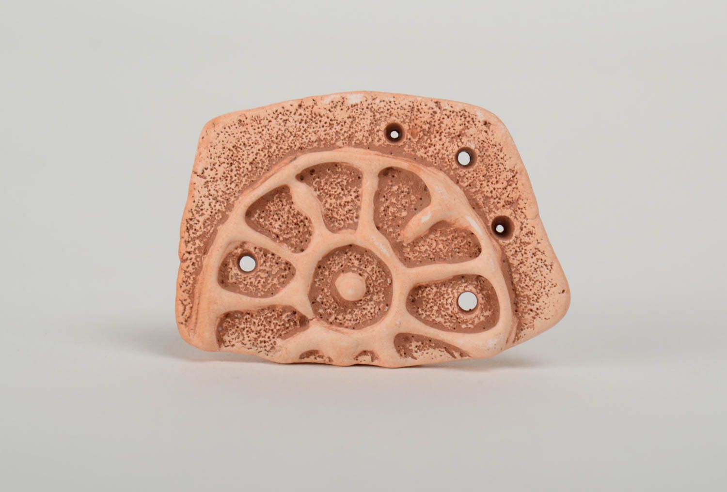 Unusual beautiful designer DIY blank pendant hand made of clay  photo 2