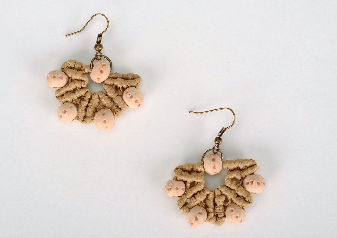 Earrings made of white clay photo 1