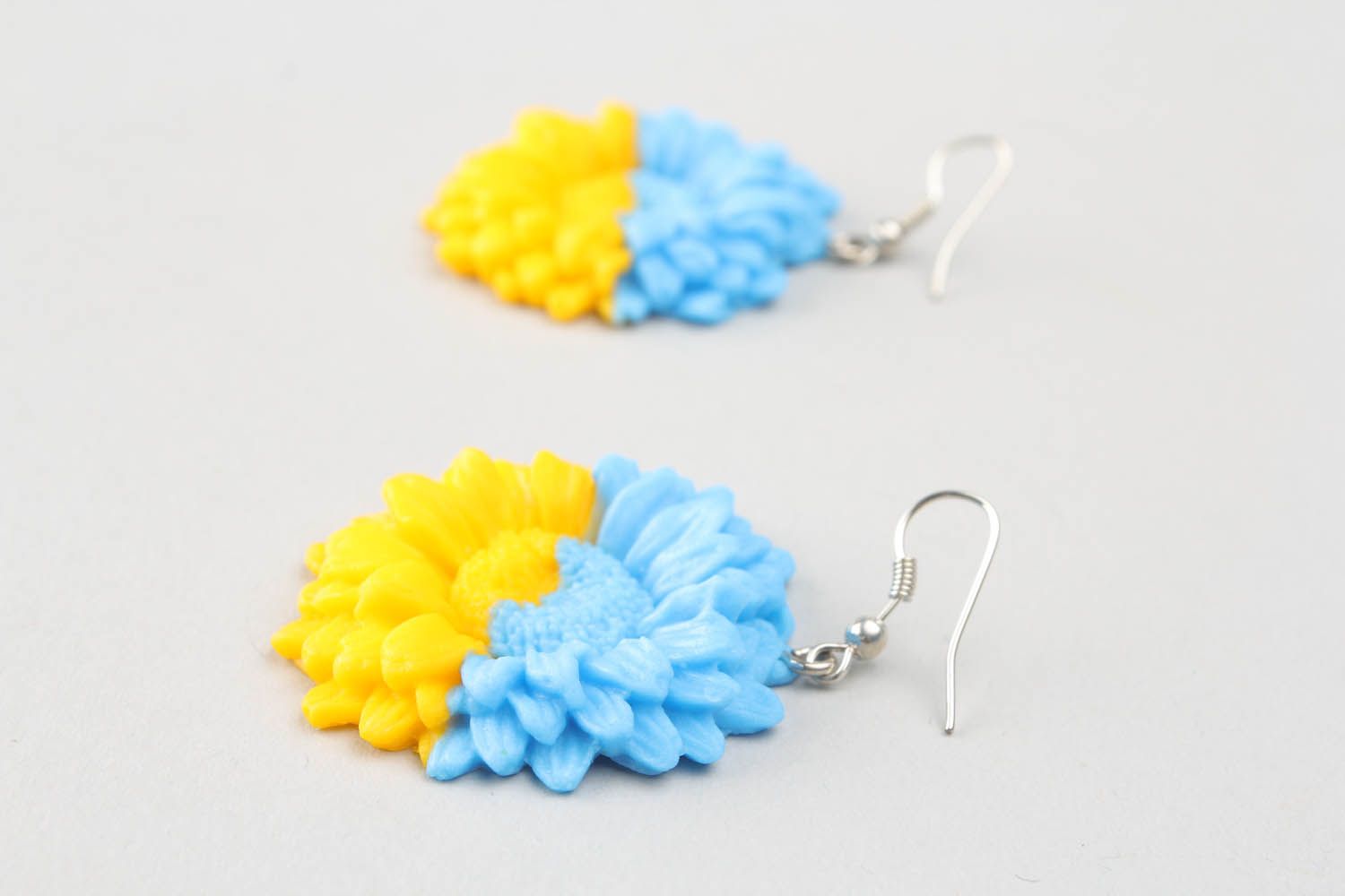 Polymer clay earrings Bright Sunflower photo 3