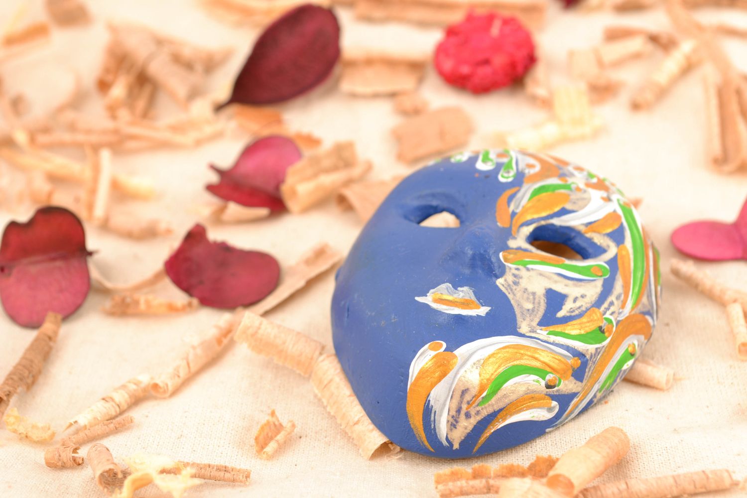 Maschera in argilla fatta a mano elemento decorativo d'autore originale
 foto 2