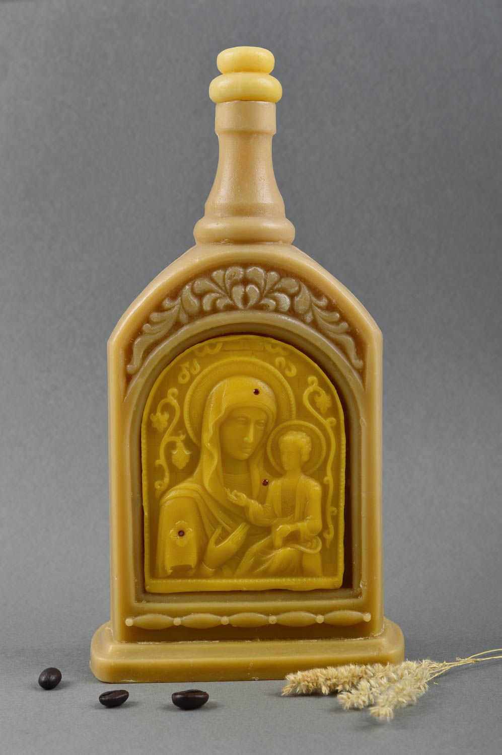 Bottle for holy water decorative bottle made of beeswax present for believer photo 1