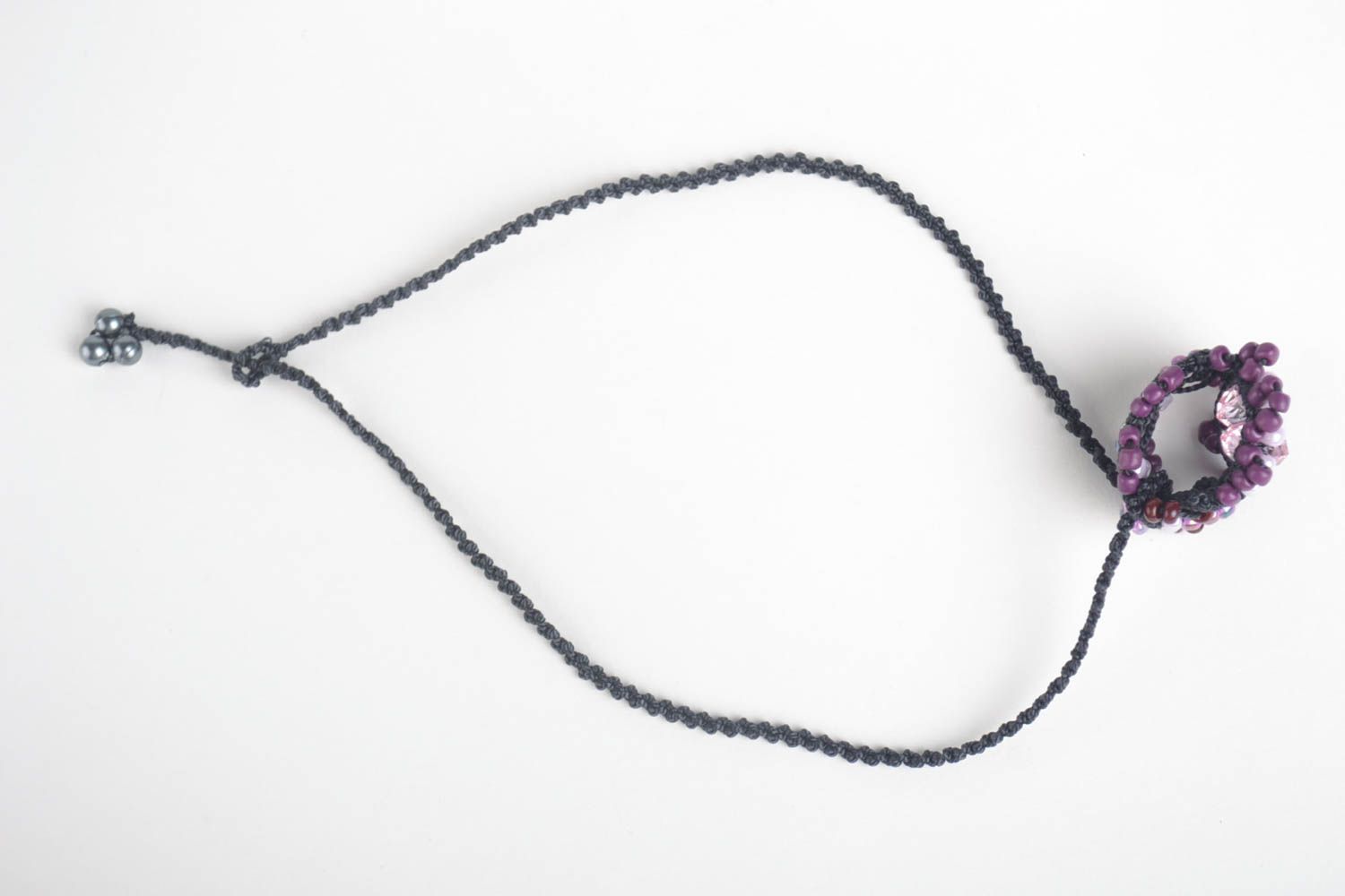 Украшение ручной работы подвеска на шею кулон из бисера макраме анкарс с кольцом фото 3