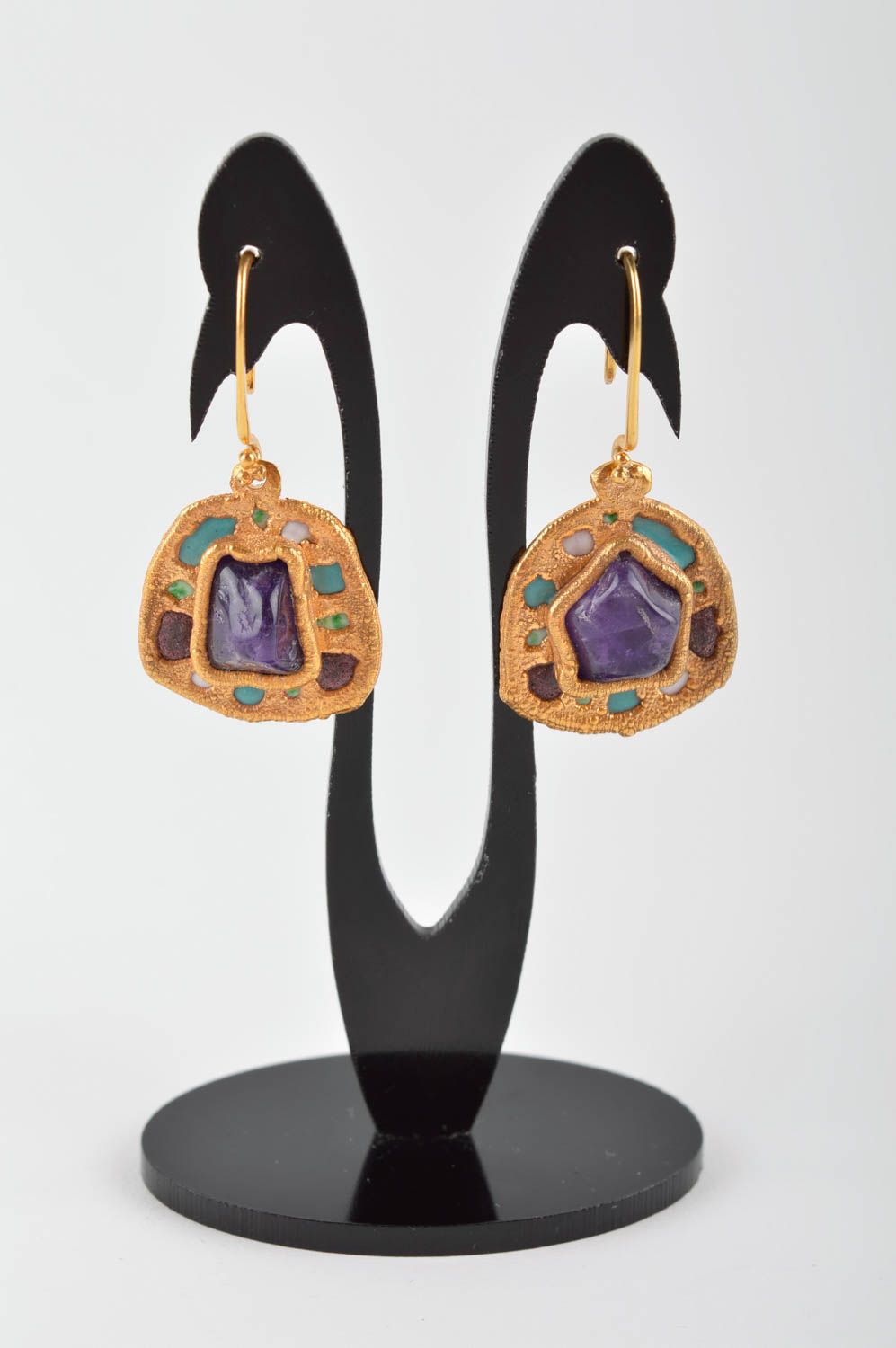 Beautiful handmade gemstone earrings copper earrings metal jewelry designs photo 2