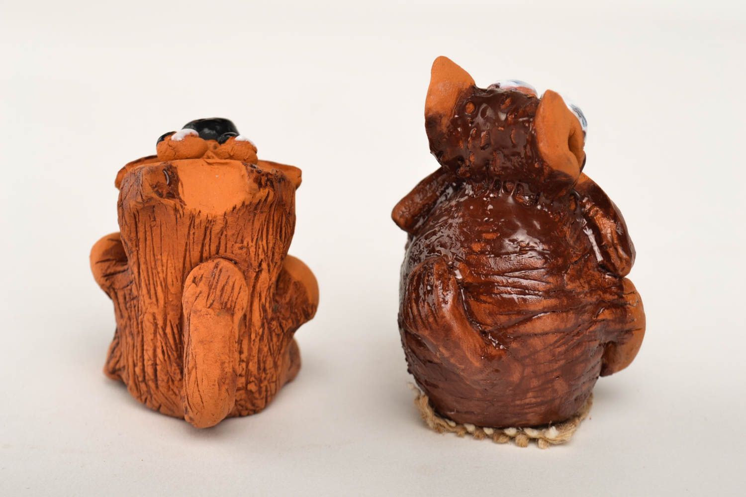Keramik Deko handmade Figuren aus Ton ungewöhnliche Miniatur Figuren Katzen  foto 3