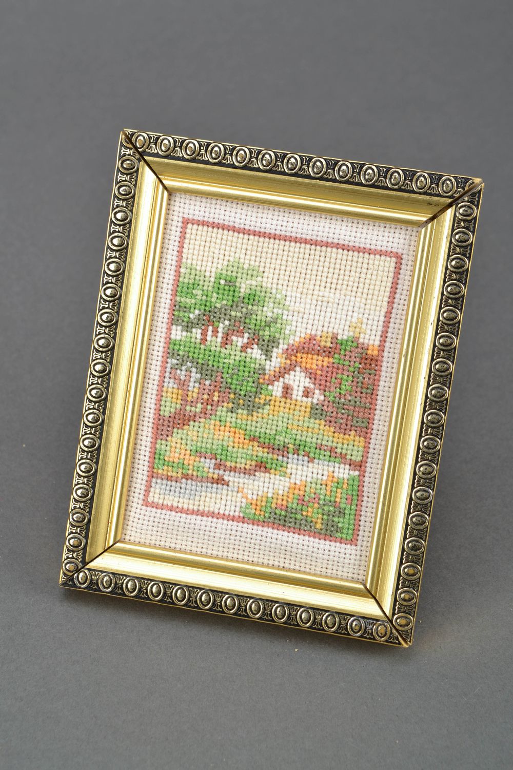 Cross stitch embroidered picture The House photo 1