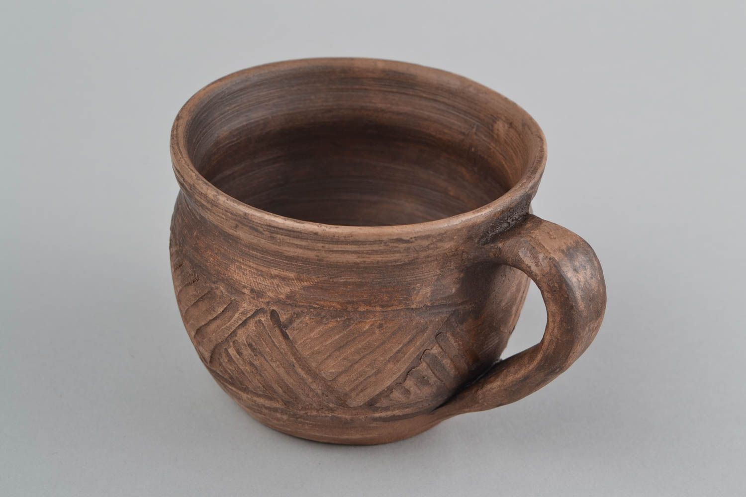 Tasse en argile faite main design brune originale à thé vaisselle 40 cl photo 3