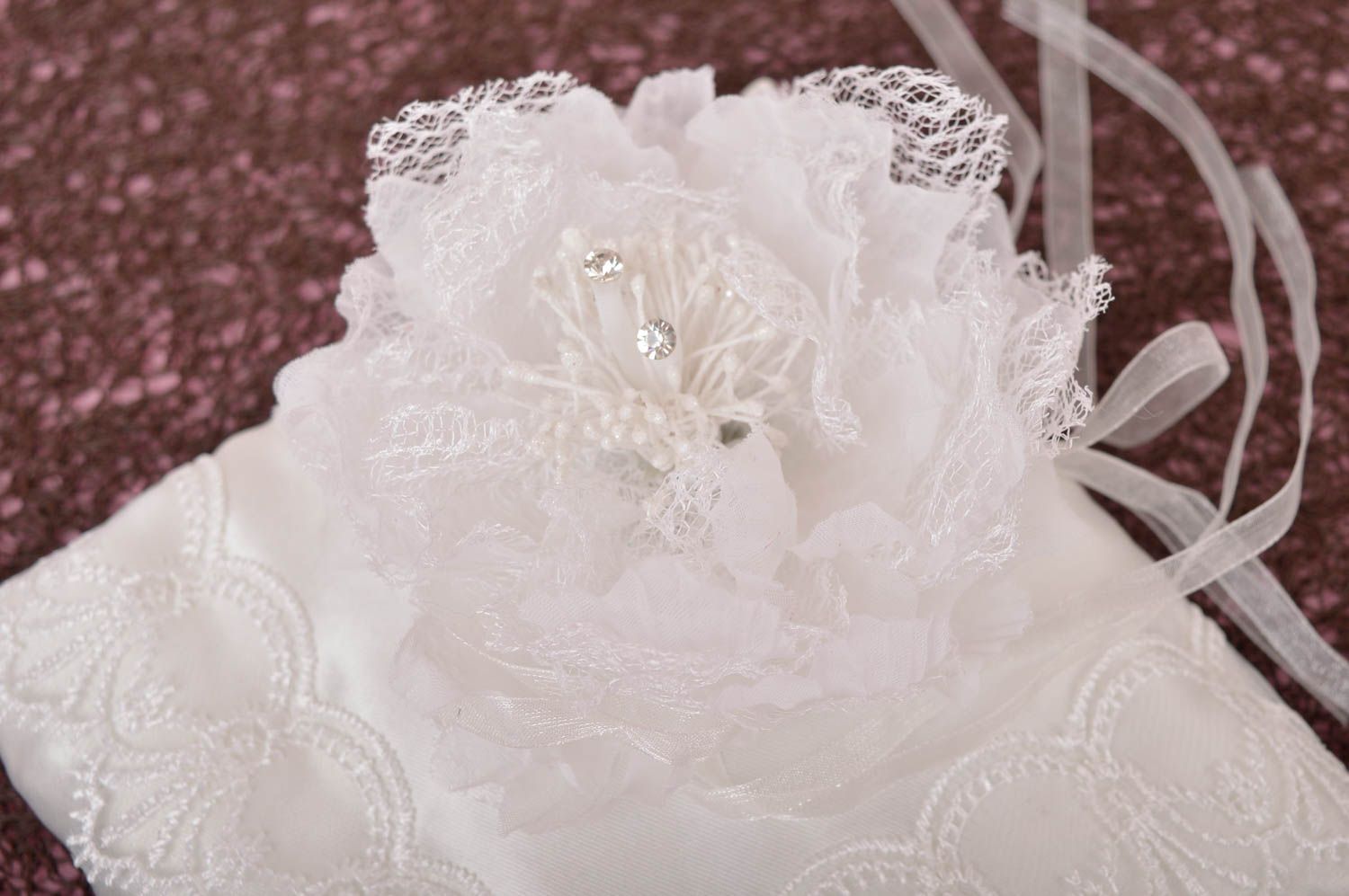 Свадебный аксессуар хэнд мэйд нарядная подушечка для колец атрибут для свадьбы фото 3