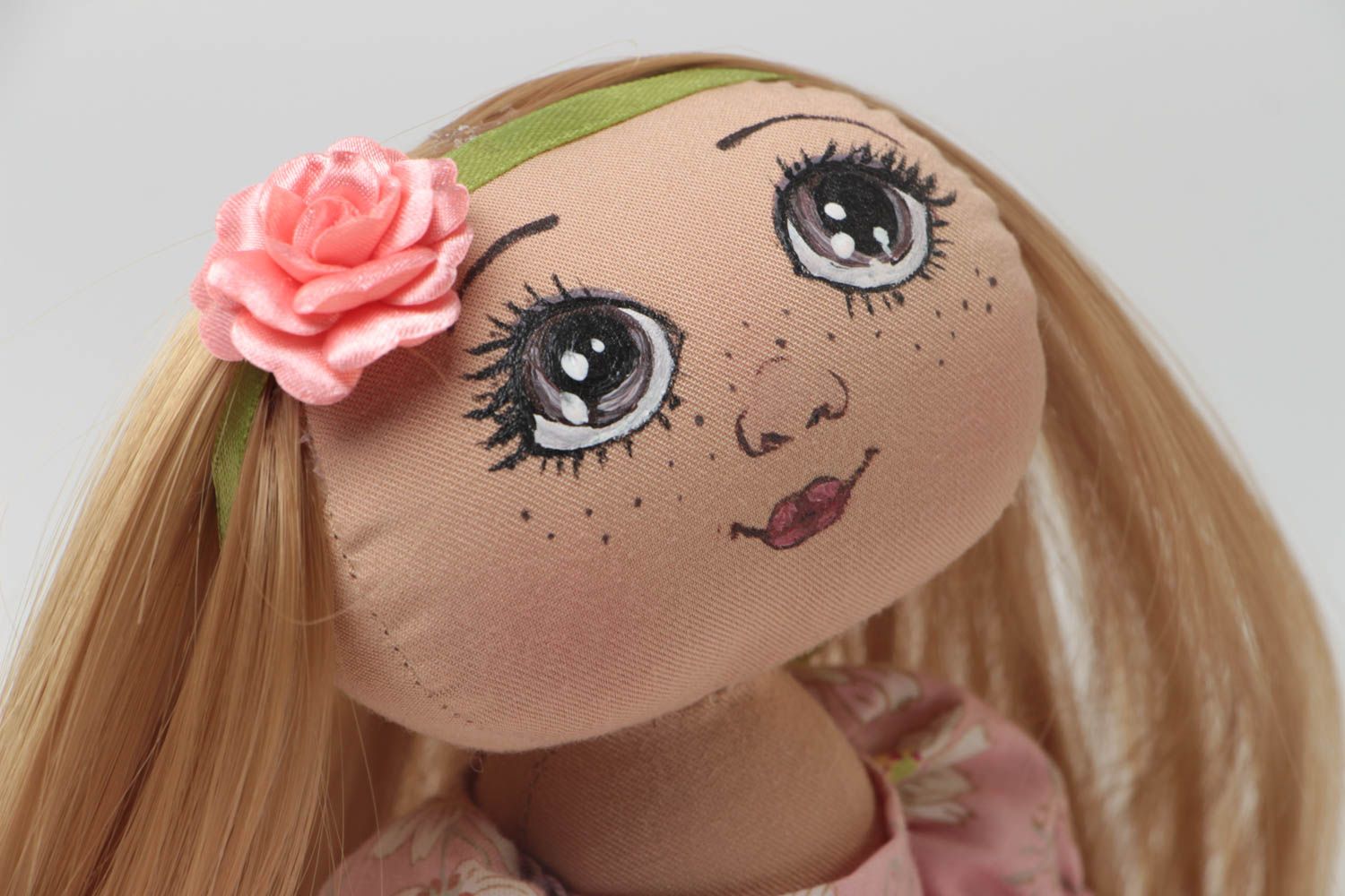 Beautiful handmade cotton fabric doll Sophia children's soft toy photo 3