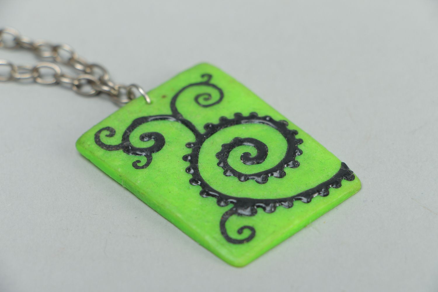 Handmade polymer clay jewelry set of green color photo 2