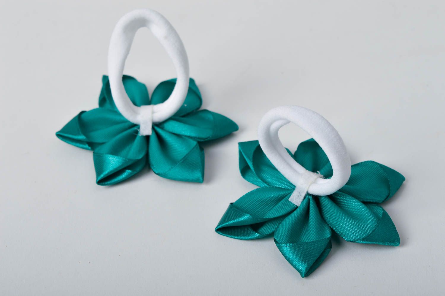 Gomas de pelo hechas a mano regalo original accesorios para niñas de color azul foto 5